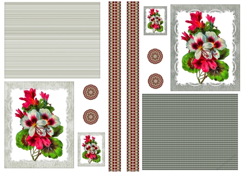 Floral Topper Sheets with embellishments - Pansy pink