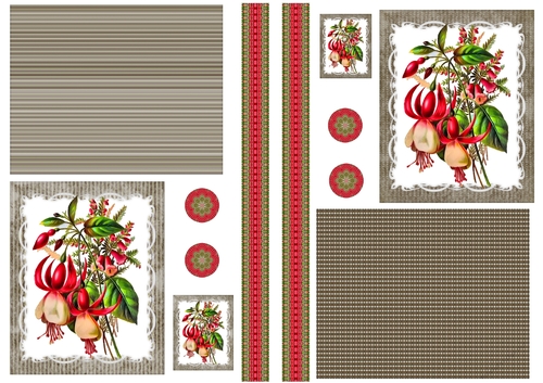 Floral Topper Sheets with embellishments - Fuchsia Pink