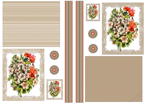 Floral Topper Sheets with embellishments - Floral Spray