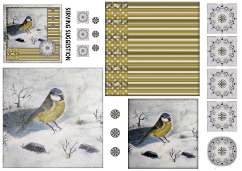 Chirpy Chums Topper - Blue Tit in Snow