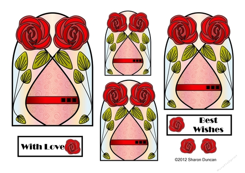 NOUVEAU ROSE - Pretty Nouveau Rose Toppers - Red