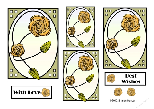 NOUVEAU ROSE - Pretty Nouveau Rose Toppers - Yellow
