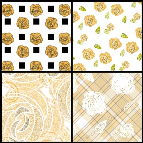 NOUVEAU ROSE - 4 Pretty Nouveau Rose Papers A4 - Yellow