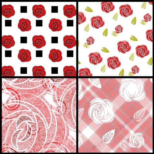 NOUVEAU ROSE - 4 Pretty Nouveau Rose Papers A4 - Red