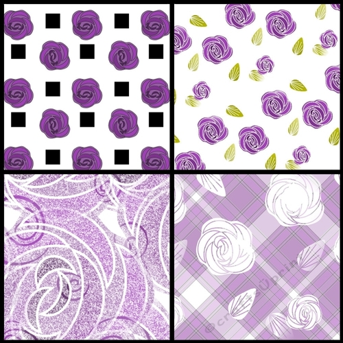 NOUVEAU ROSE - 4 Pretty Nouveau Rose Papers A4 - Purple
