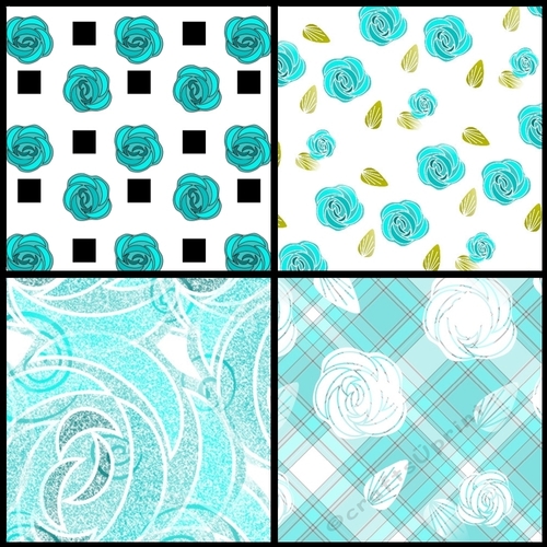 NOUVEAU ROSE - 4 Pretty Nouveau Rose Papers A4 - Turquoise