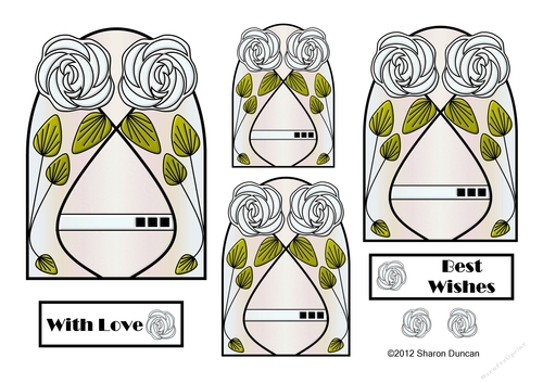 NOUVEAU ROSE - 4 Pretty Nouveau Rose Toppers - White