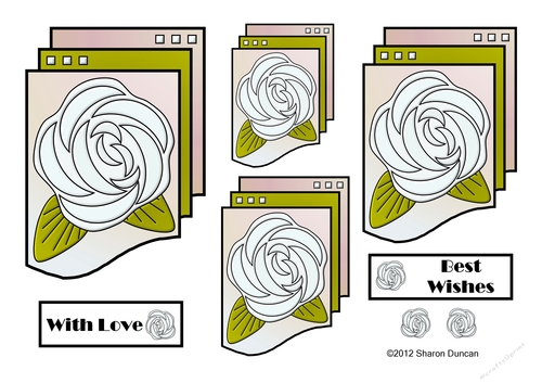 NOUVEAU ROSE - 4 Pretty Nouveau Rose Toppers - White