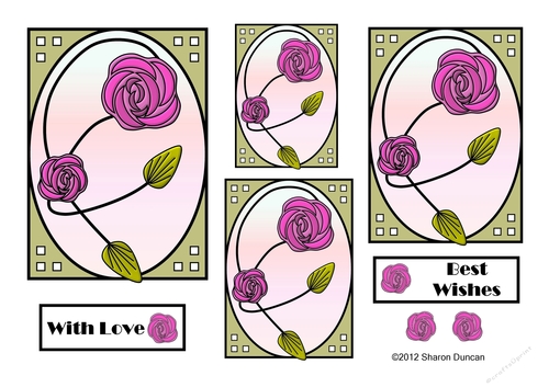 NOUVEAU ROSE - 4 Pretty Nouveau Rose Toppers - Pink