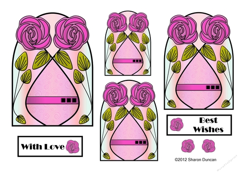 NOUVEAU ROSE - 4 Pretty Nouveau Rose Toppers - Pink