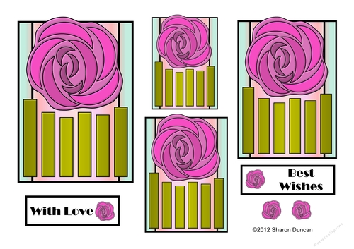 NOUVEAU ROSE - 4 Pretty Nouveau Rose Toppers - Pink
