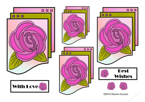 NOUVEAU ROSE - 4 Pretty Nouveau Rose Toppers - Pink