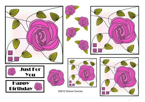 NOUVEAU ROSE - 4 Pretty Nouveau Rose Toppers - Pink