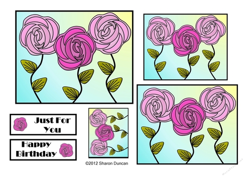 NOUVEAU ROSE - 4 Pretty Nouveau Rose Toppers - Pink