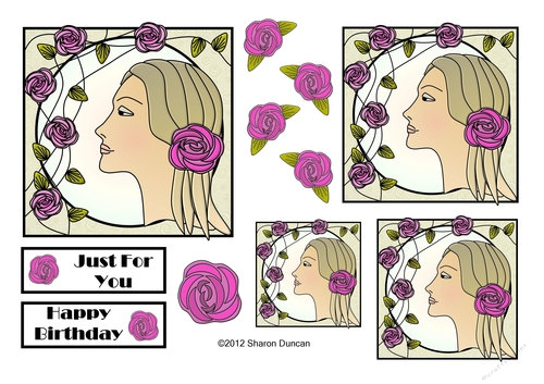 NOUVEAU ROSE - 4 Pretty Nouveau Rose Toppers - Pink