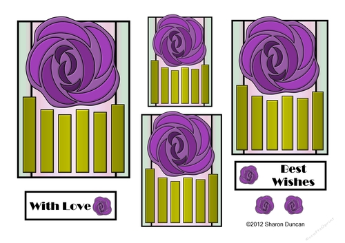 NOUVEAU ROSE - 4 Pretty Nouveau Rose Toppers - Purple