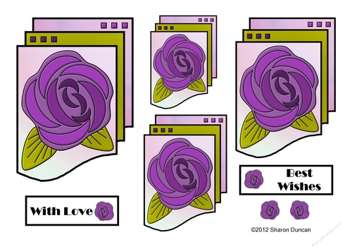 NOUVEAU ROSE - 4 Pretty Nouveau Rose Toppers - Purple