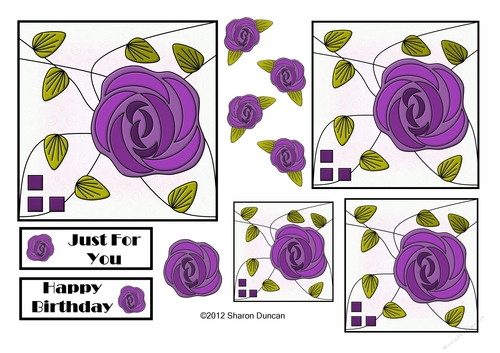 NOUVEAU ROSE - 4 Pretty Nouveau Rose Toppers - Purple