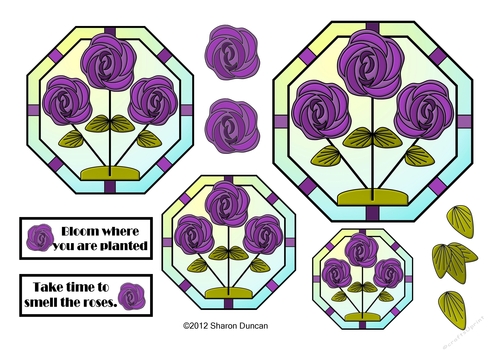 NOUVEAU ROSE - 4 Pretty Nouveau Rose Toppers - Purple