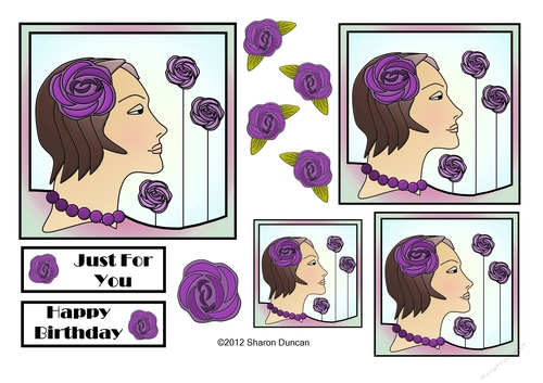 NOUVEAU ROSE - 4 Pretty Nouveau Rose Toppers - Purple