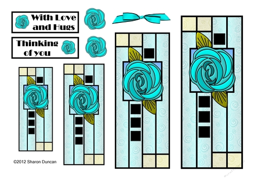 NOUVEAU ROSE - 4 Pretty Nouveau Rose Toppers - Turquoise