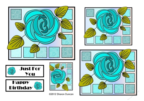 NOUVEAU ROSE - 4 Pretty Nouveau Rose Toppers - Turquoise