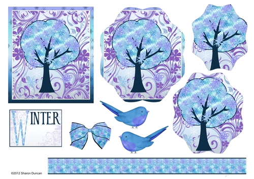SEASONS - Winter Card Topper - Tree and Bird