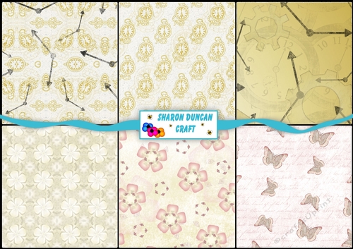 Luxury of Time Backing Paper Kit - 6 x 8x8 papers - Gold Themed Set 1