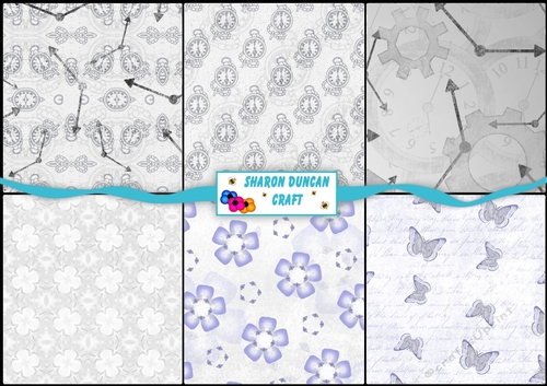 Luxury of Time Backing Paper Kit - 6 x 8x8 papers - Silver Themed Set 1