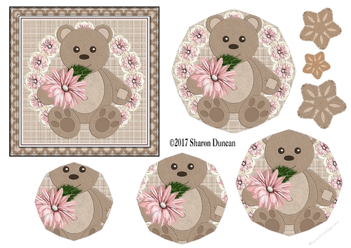 Luxury of Time Stacker - Gold - BEAR WITH FLOWER
