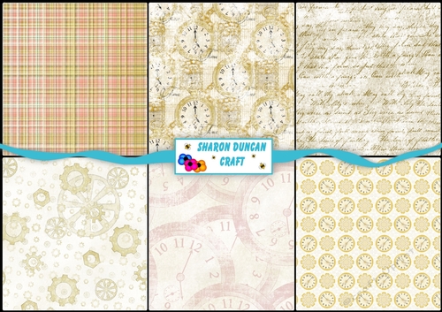 Luxury of Time Backing Paper Kit - 6 x 8x8 papers - Gold Themed Set 2