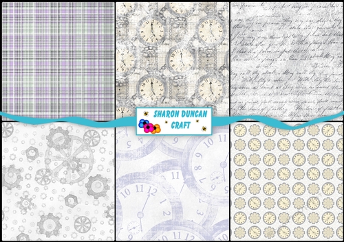 Luxury of Time Backing Paper Kit - 6 x 8x8 papers - Silver Themed Set 2