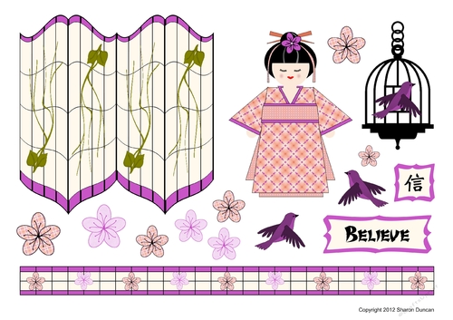 Kodomo Doll Topper Sheet - Oriental Screen - Believe