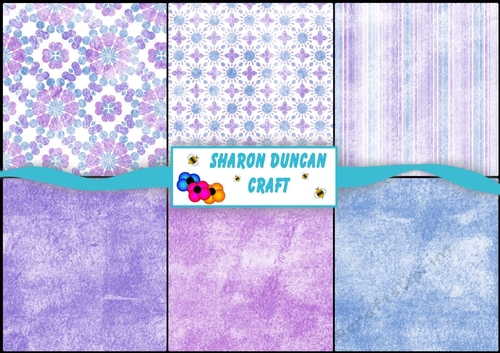 Set of 6 Co-ordinating Backing Papers - A4 - Purple