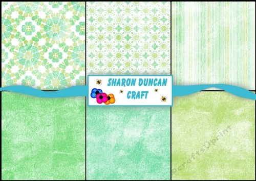 Set of 6 Co-ordinating Backing Papers - A4 - Lime