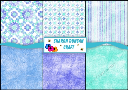 Set of 6 Co-ordinating Backing Papers - A4 - Blue