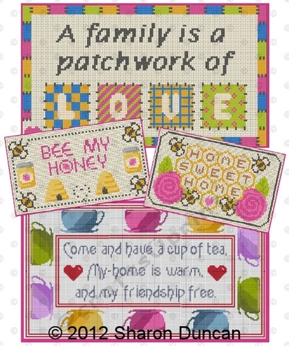 Family and Friends Sampler Cross Stitch Chart Book - 4 designs