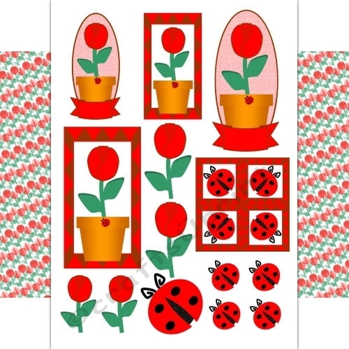 Ladybugs and Toppers kit - red