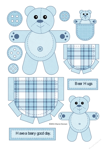 Teddy in My Pocket Toppers - blue