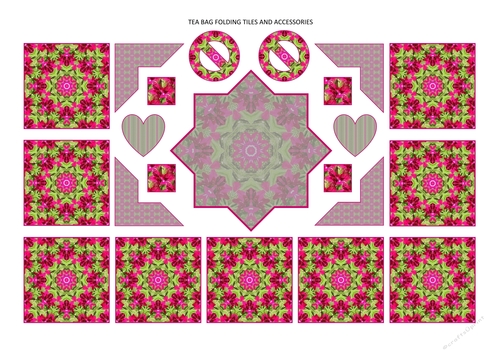 Photoflowers Teabag Topper and Accessories Sheet - fuchsia pink