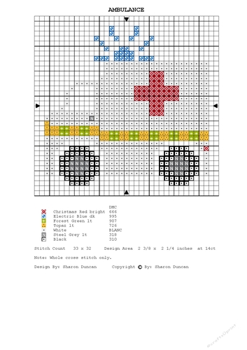 CROSS STITCH FOR CARDS MINI CHART - AMBULANCE