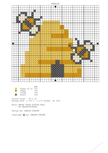 CROSS STITCH FOR CARDS MINI CHART - BEEHIVE