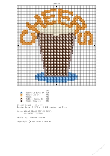 CROSS STITCH FOR CARDS MINI CHART - CHEERS BEER