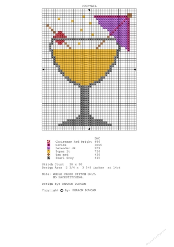 CROSS STITCH FOR CARDS MINI CHART - COCKTAIL