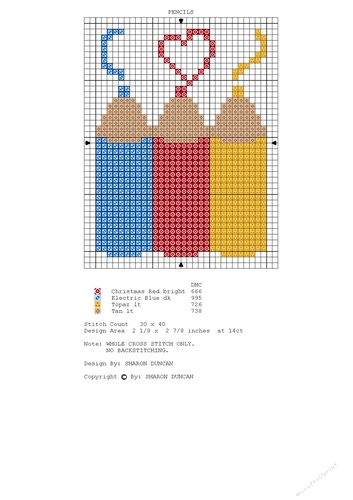 CROSS STITCH FOR CARDS MINI CHART - PENCILS