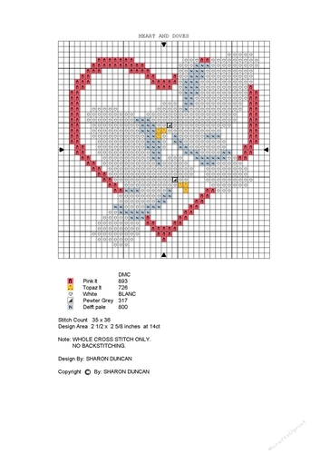 CROSS STITCH FOR CARDS MINI CHART - LOVE DOVES