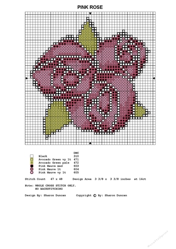 CROSS STITCH FOR CARDS MINI CHART - DECO ROSE