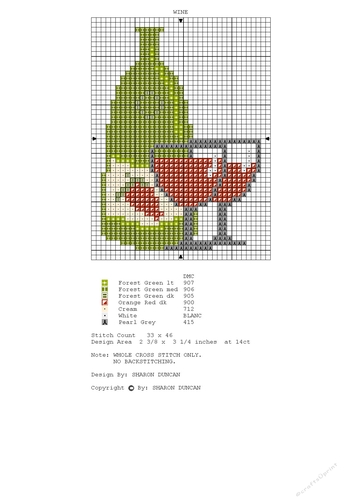 CROSS STITCH FOR CARDS MINI CHART - RED WINE