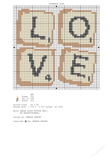 CROSS STITCH FOR CARDS MINI CHART - LOVE LETTERS