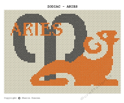 Star Sign Zodiac Cross Stitch Chart - Aries